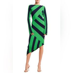 Osha Directional Stripe Long Sleeve Asymmetric Knit Dress